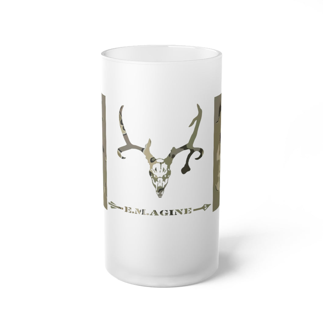 E.M.agine Buck High Country Camo Frosted Glass Mug 16oz